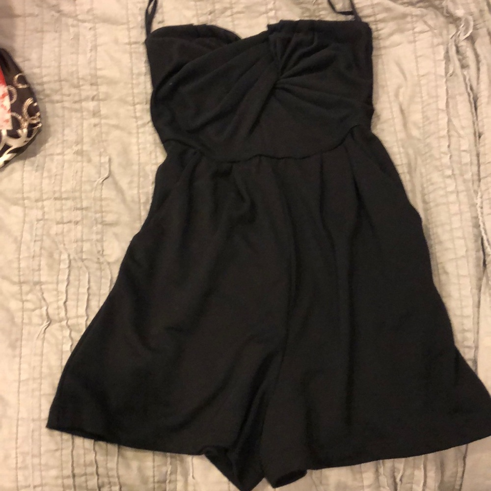 Black strapless romper